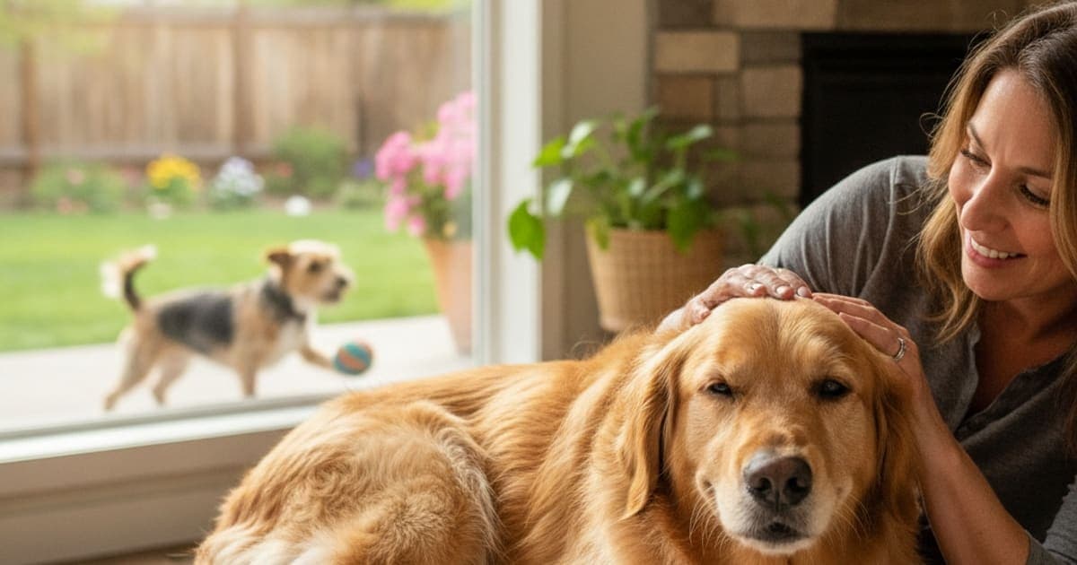 A dog being cared for at home, illustrating bpc-157 for bicipital tenosynovitis in dogs: does it work
