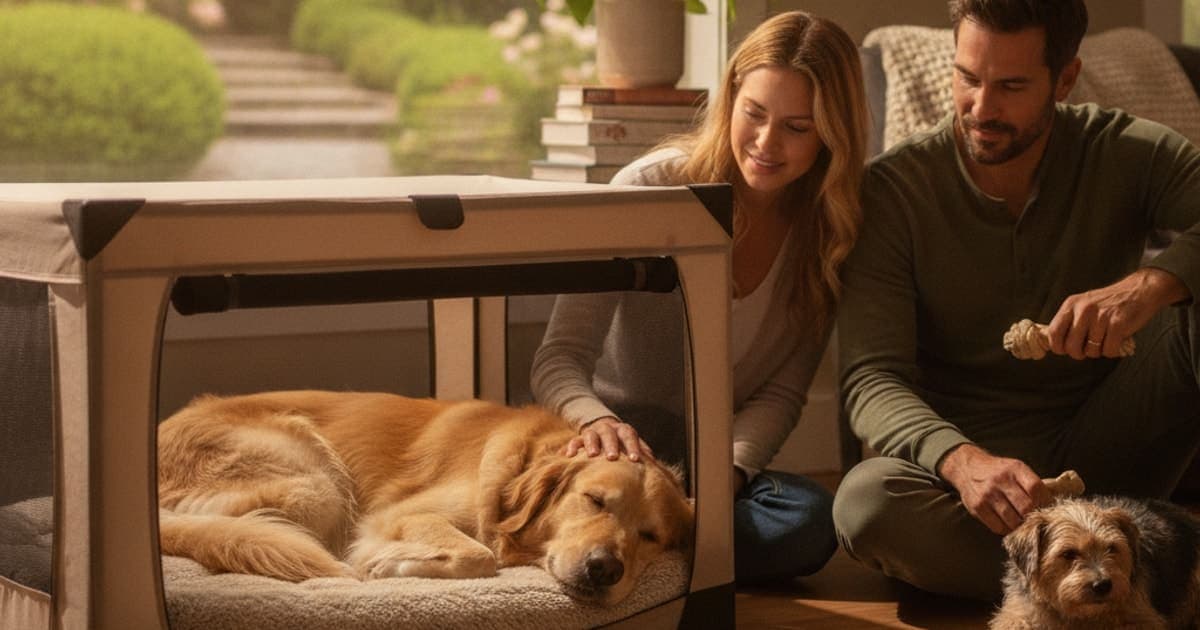 A dog being cared for at home, illustrating bpc-157 for crate rest in dogs: does it work