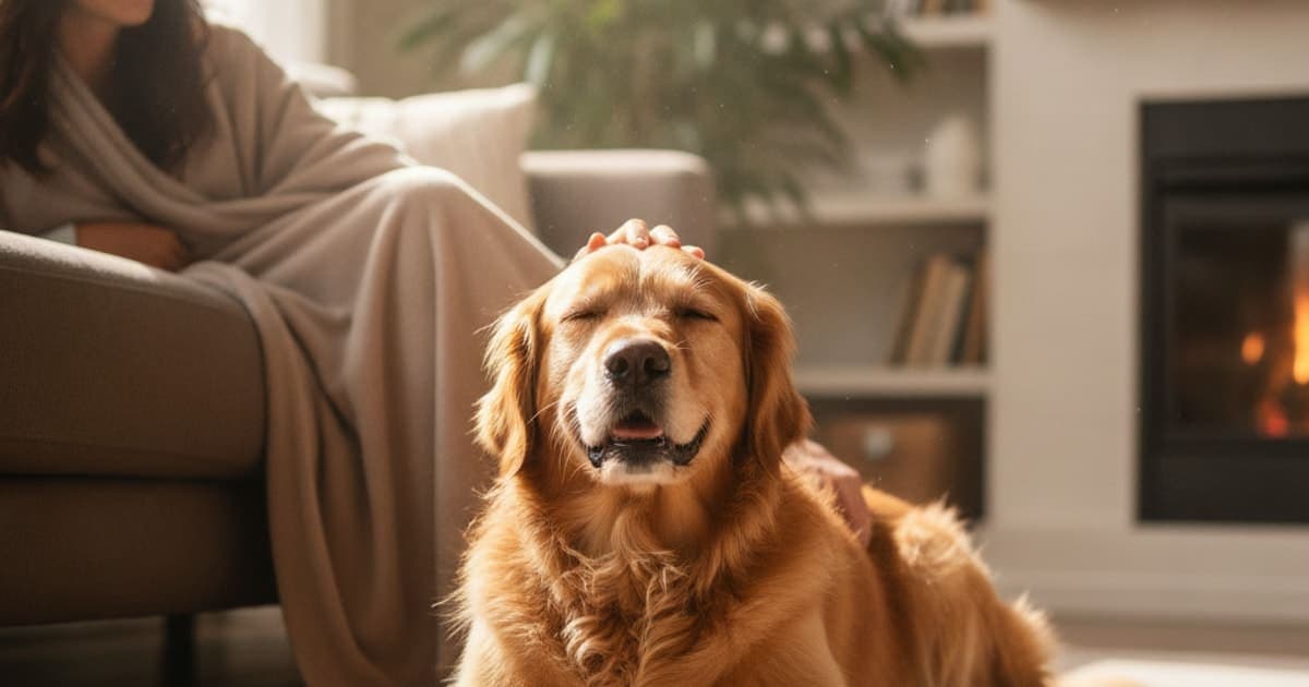 A dog being cared for at home, illustrating bpc-157 for dogs on steroids: what owners should know