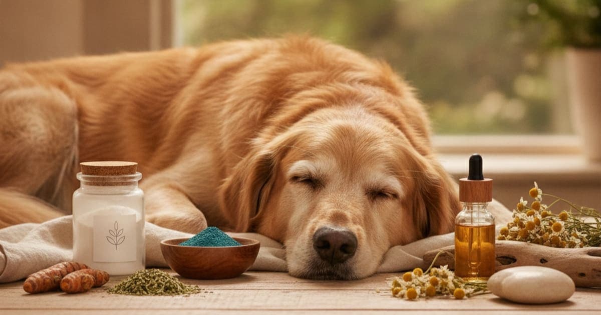 A dog being cared for at home, illustrating bpc-157 for dogs over 10: what senior owners should know