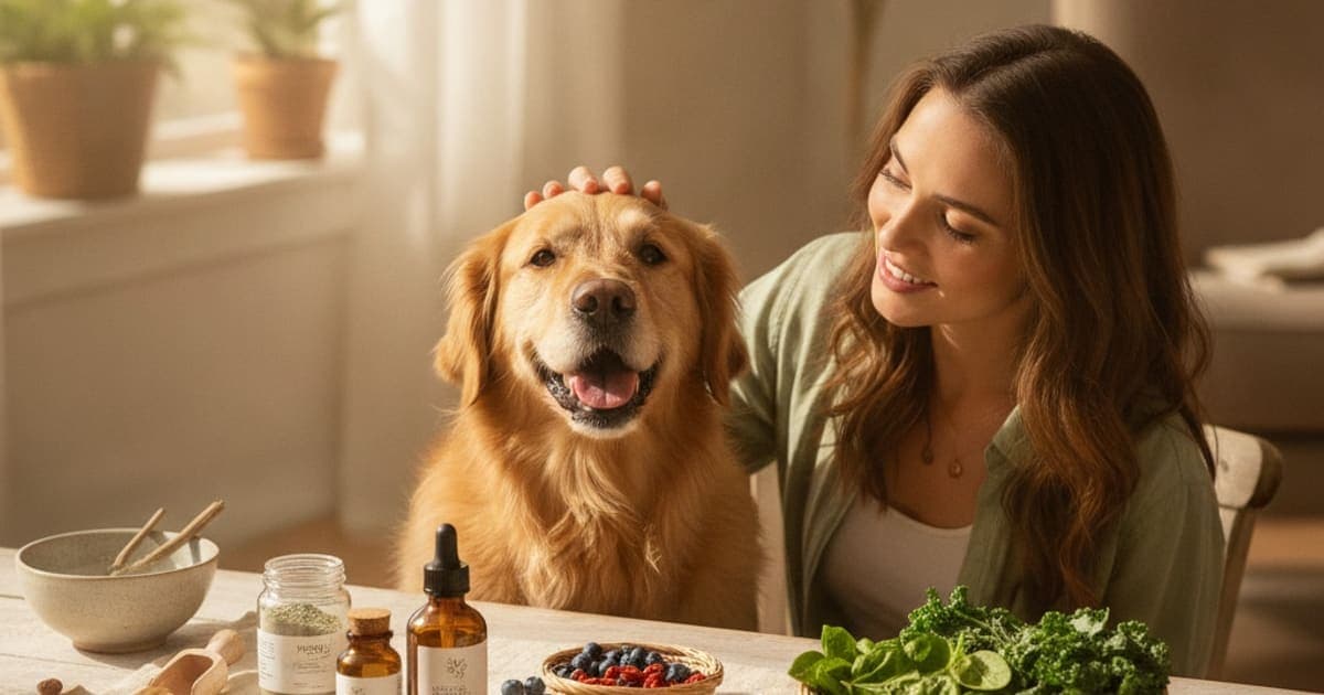 A dog being cared for at home, illustrating bpc-157 for dogs reviews