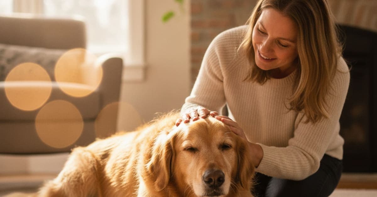A dog being cared for at home, illustrating bpc-157 for elbow arthritis in dogs: does it work