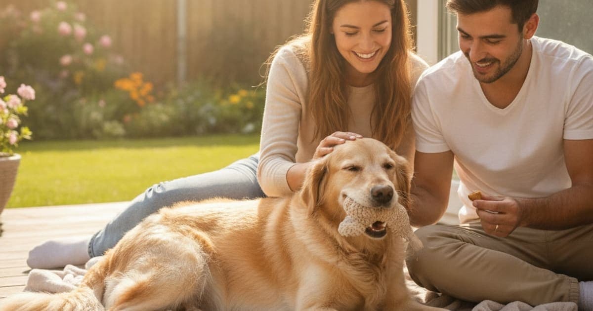 A dog being cared for at home, illustrating bpc-157 for fho surgery recovery in dogs: does it work