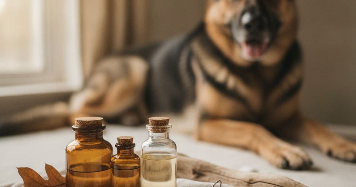 A dog being cared for at home, illustrating bpc-157 for military working dogs