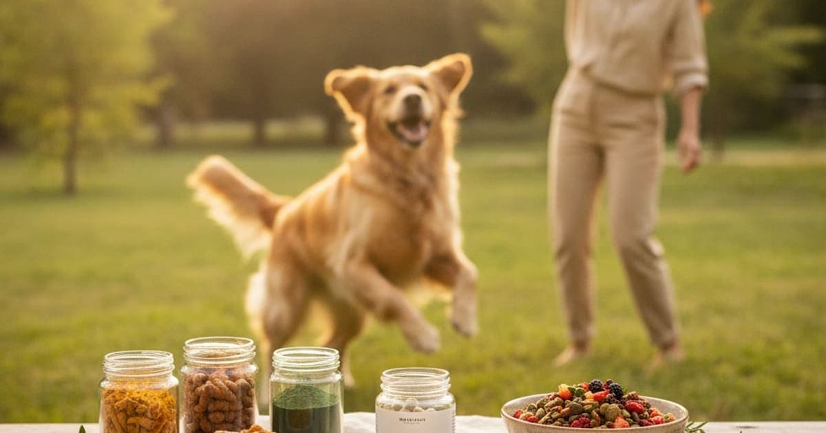 A dog being cared for at home, illustrating bpc-157 for overweight dogs: joint load and recovery