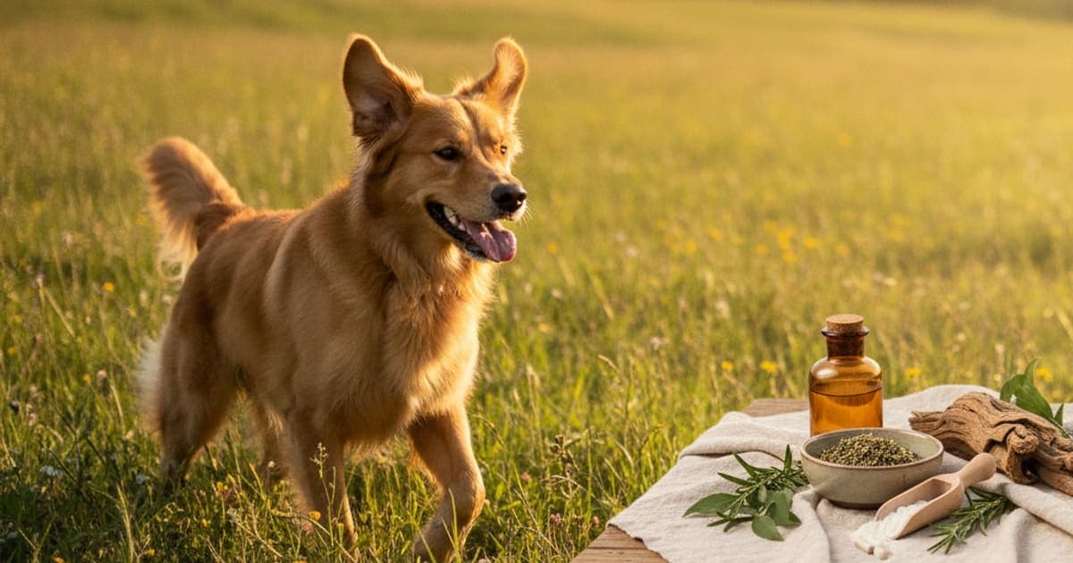 A dog being cared for at home, illustrating bpc-157 for panosteitis in dogs: does it work