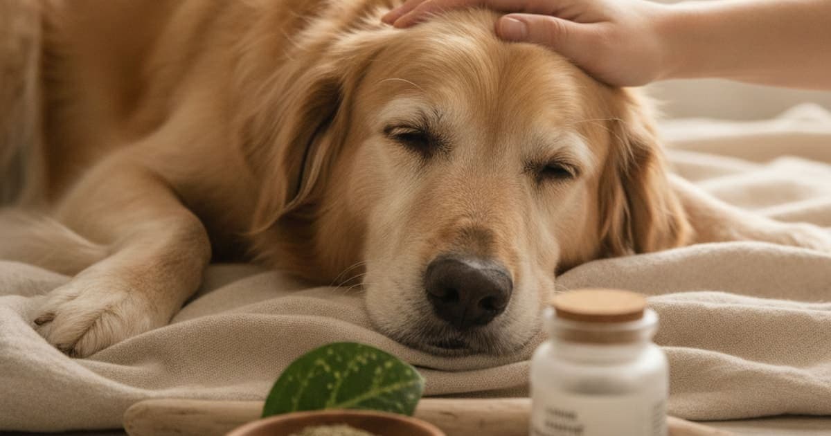 A dog being cared for at home, illustrating bpc-157 for reduced stamina in dogs: does it work