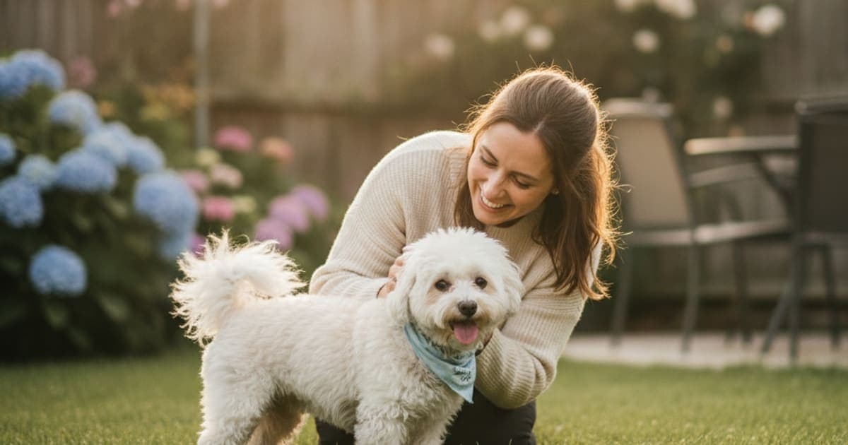 A dog being cared for at home, illustrating bpc-157 for small breed dogs
