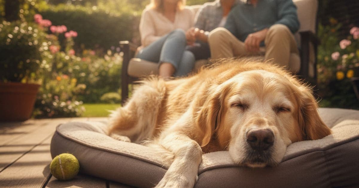 A dog being cared for at home, illustrating bpc-157 for spondylosis in dogs: does it work