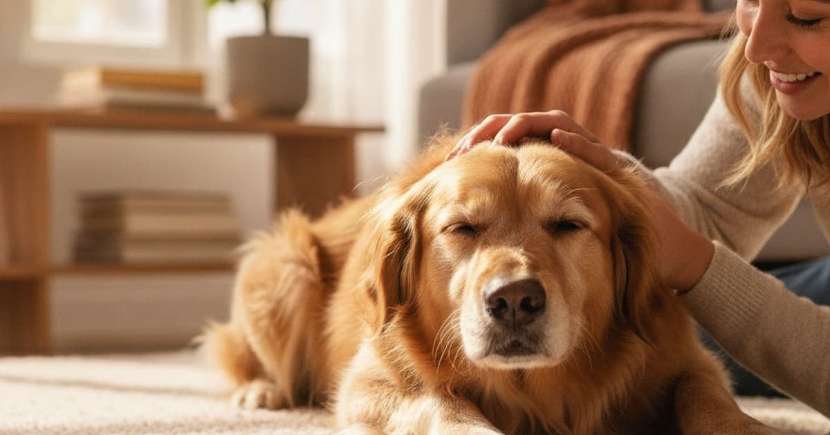 A dog being cared for at home, illustrating bpc-157 for stomach ulcers in dogs: does it work