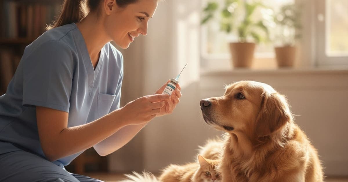 A dog being cared for at home, illustrating bpc-157 needle size for dogs