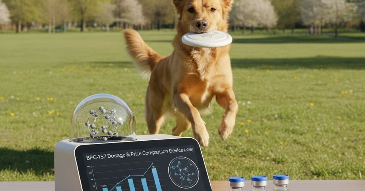 A dog being cared for at home, illustrating bpc-157 price comparison 2026 for dogs