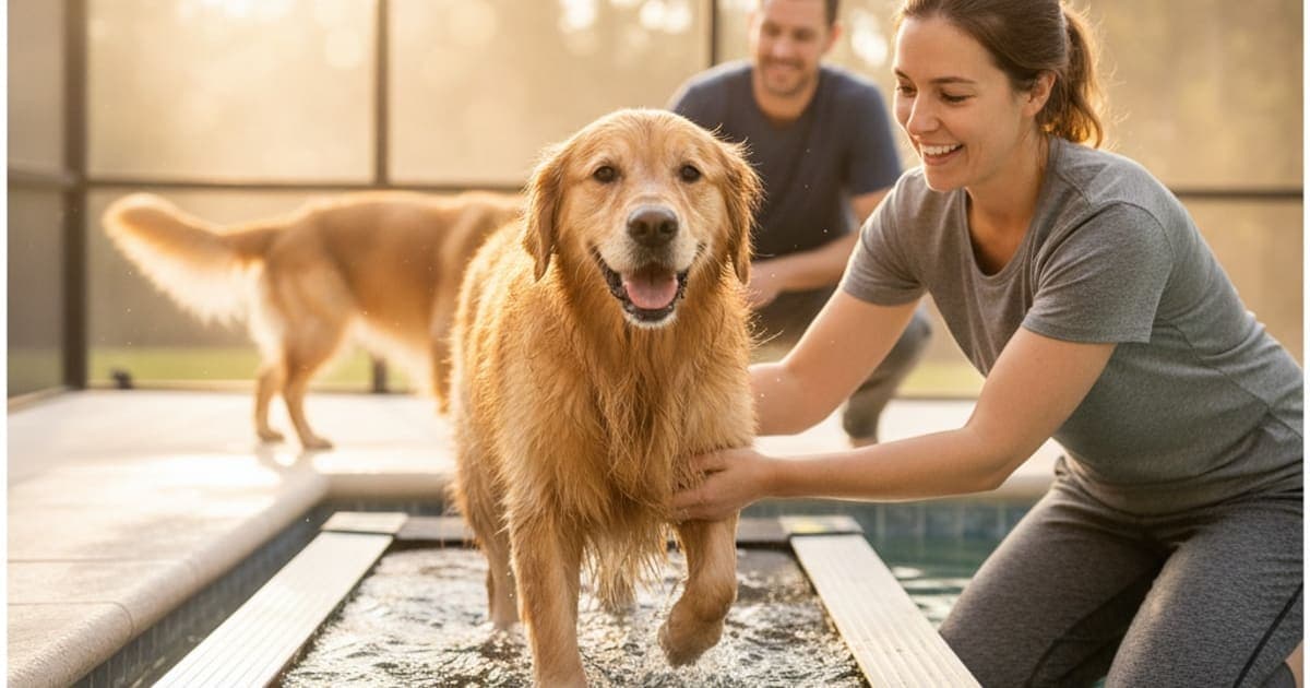 A dog being cared for at home, illustrating bpc-157 vs canine physical therapy: which works better