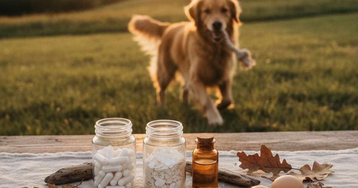 A dog being cared for at home, illustrating bpc-157 vs eggshell membrane: which is better for dogs