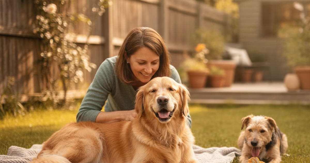 A dog being cared for at home, illustrating bpc-157 vs onsior: which works better for dogs