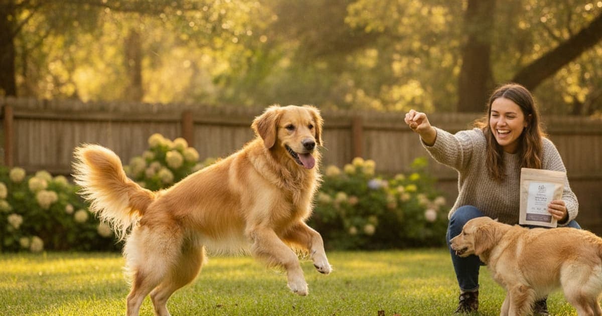 A dog being cared for at home, illustrating calorie supplements for dogs