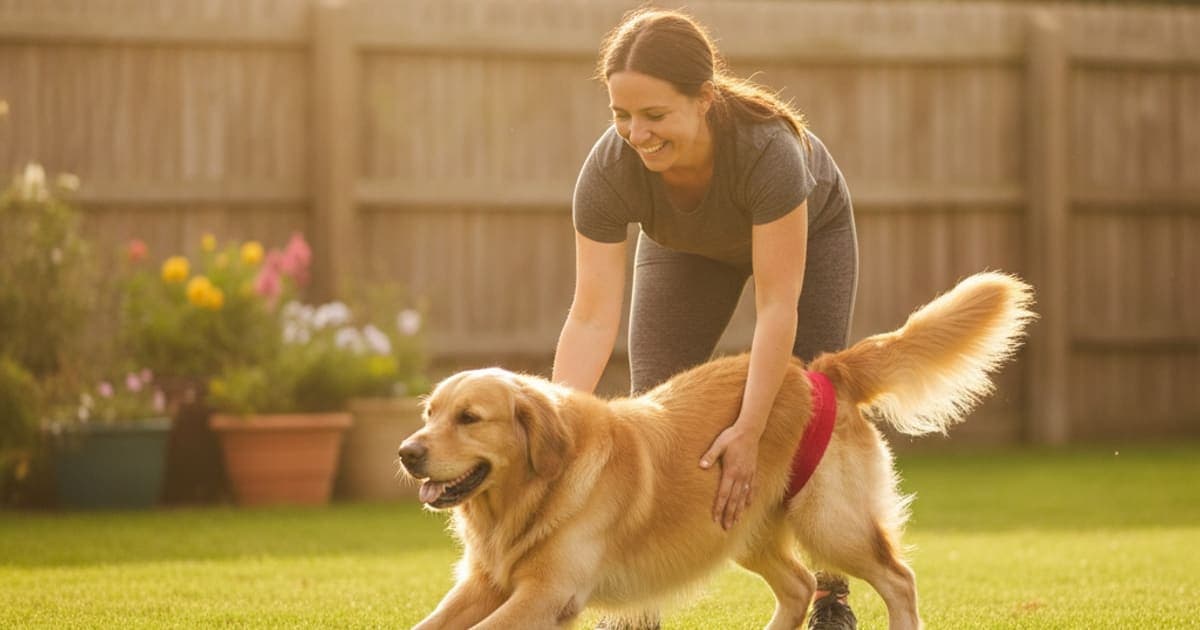 A dog being cared for at home, illustrating a dog recover from partial ccl tear without surgery