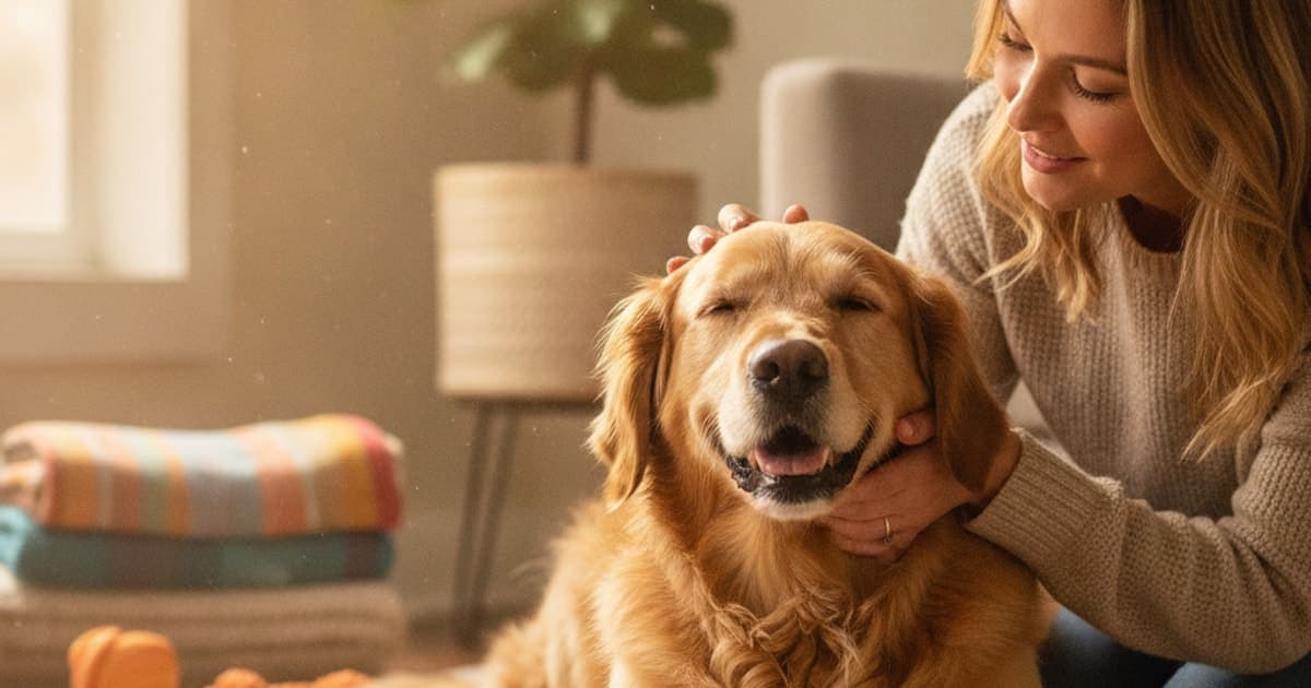 A dog being cared for at home, illustrating a dog recover from stress fracture without surgery