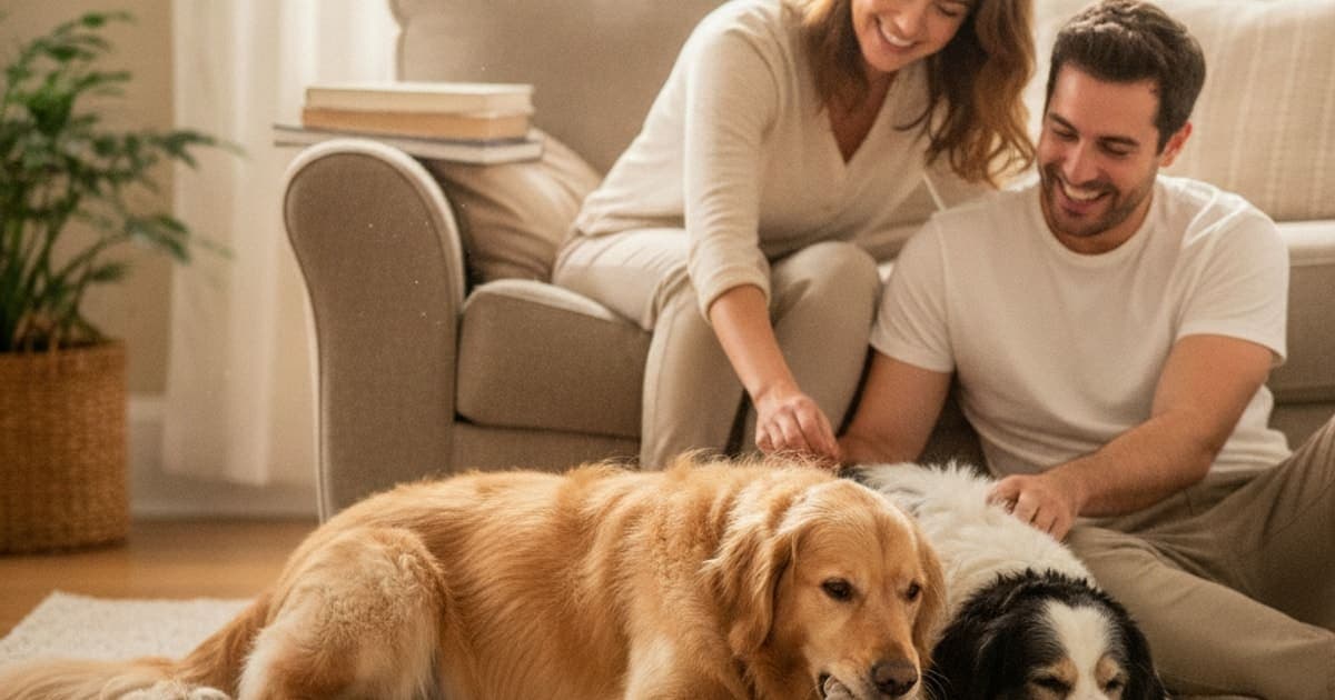 A dog being cared for at home, illustrating dog elbow dysplasia