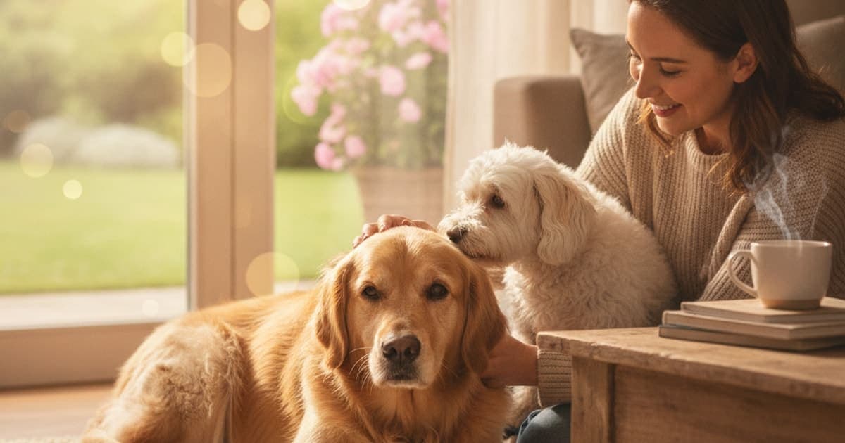 A dog being cared for at home, illustrating a dog's growth plate injury recover without surgery