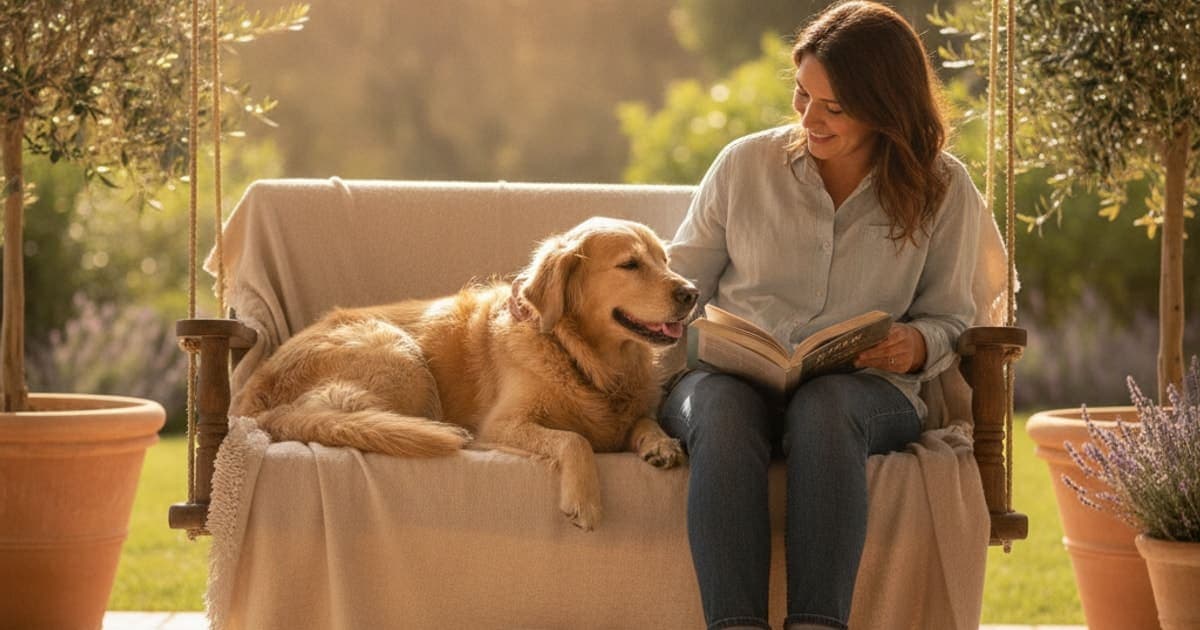 A dog being cared for at home, illustrating a dog's iliopsoas strain recover without surgery