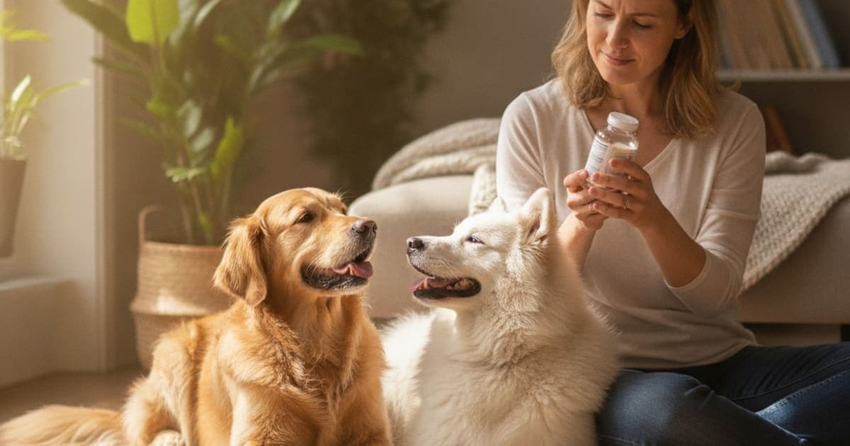 A dog being cared for at home, illustrating dogs take human vitamins? (safety rules explained)