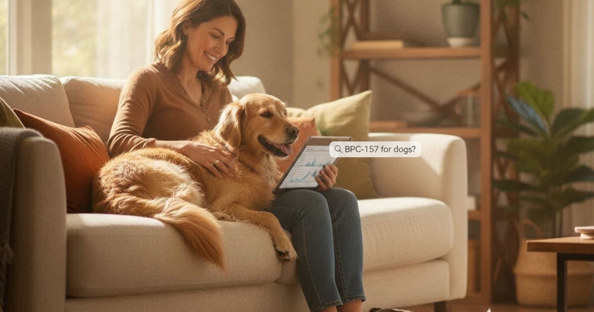 A dog being cared for at home, illustrating i give my dog bpc-157? (eligibility explained)