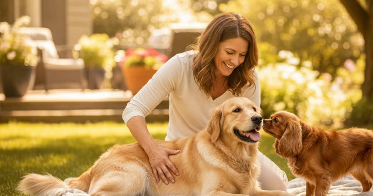 A dog being cared for at home, illustrating iliopsoas strain in dogs be reversed? (recovery odds)