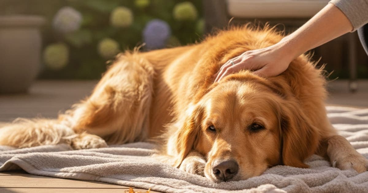 A dog being cared for at home, illustrating pressure sores in dogs be reversed? (healing stages)