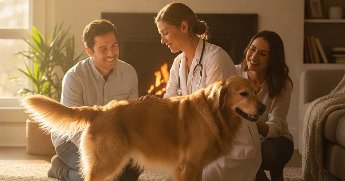 A dog being cared for at home, illustrating cauda equina syndrome in dogs: signs, causes, help