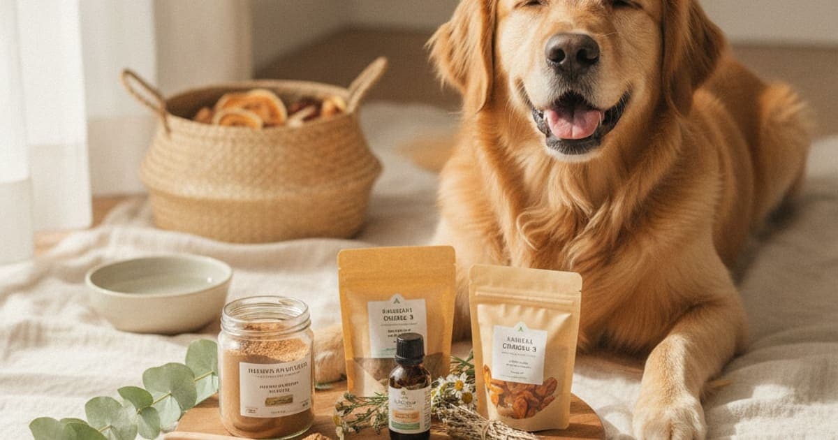 A dog being cared for at home, illustrating cbd oil alternatives for dogs: 2026 options compared