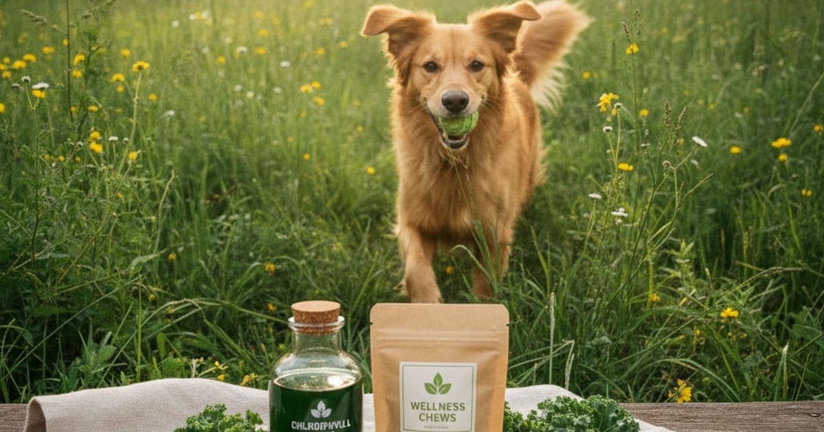 A dog being cared for at home, illustrating chlorophyll supplements for dogs