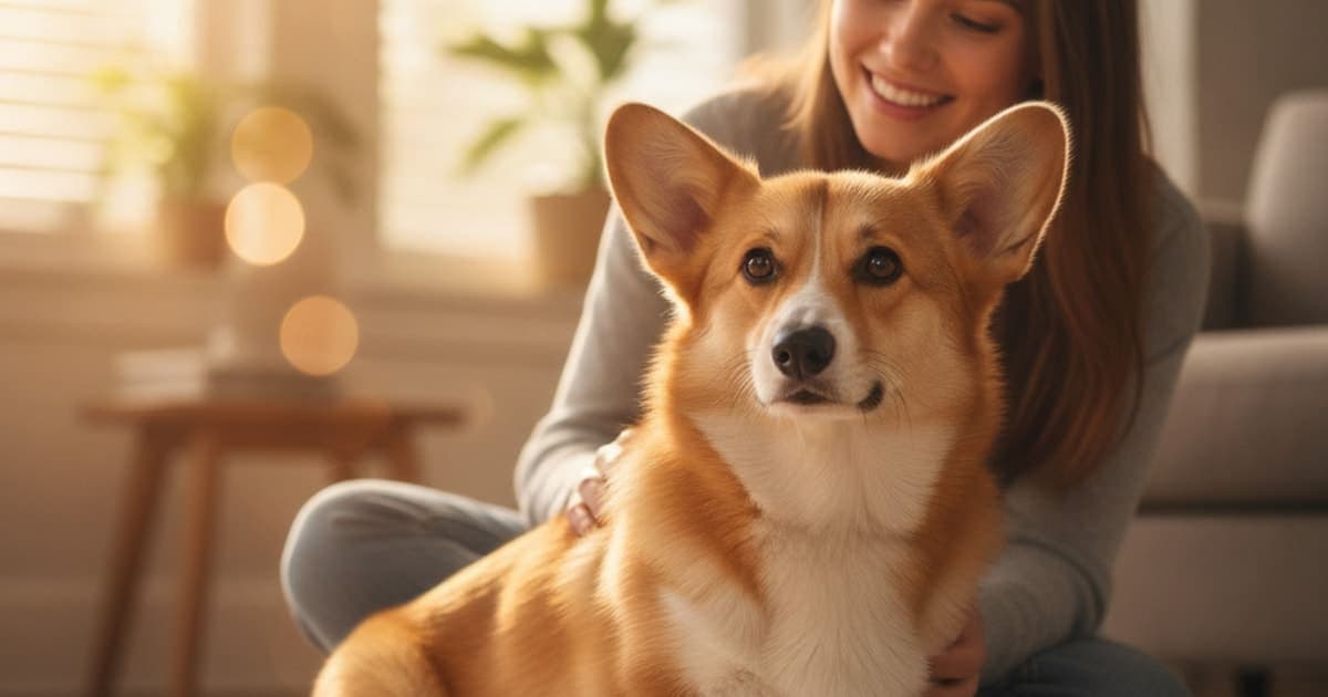 A dog being cared for at home, illustrating do corgis have joint problems? (dwarfism and back risks)