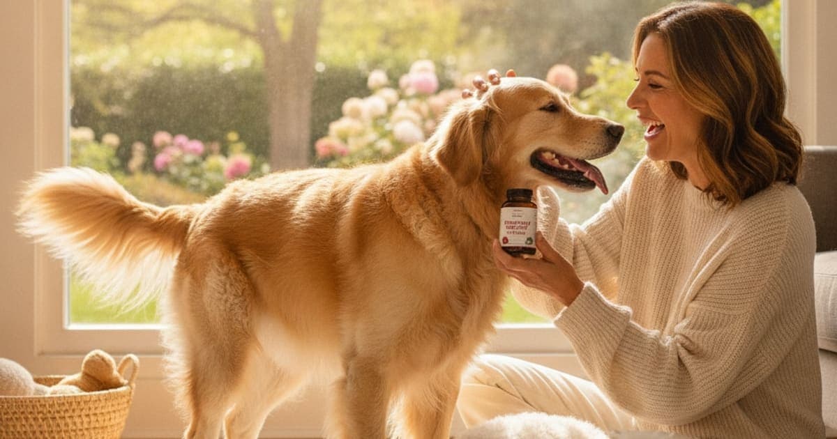 A dog being cared for at home, illustrating cranberry extract supplements for dogs: what to know