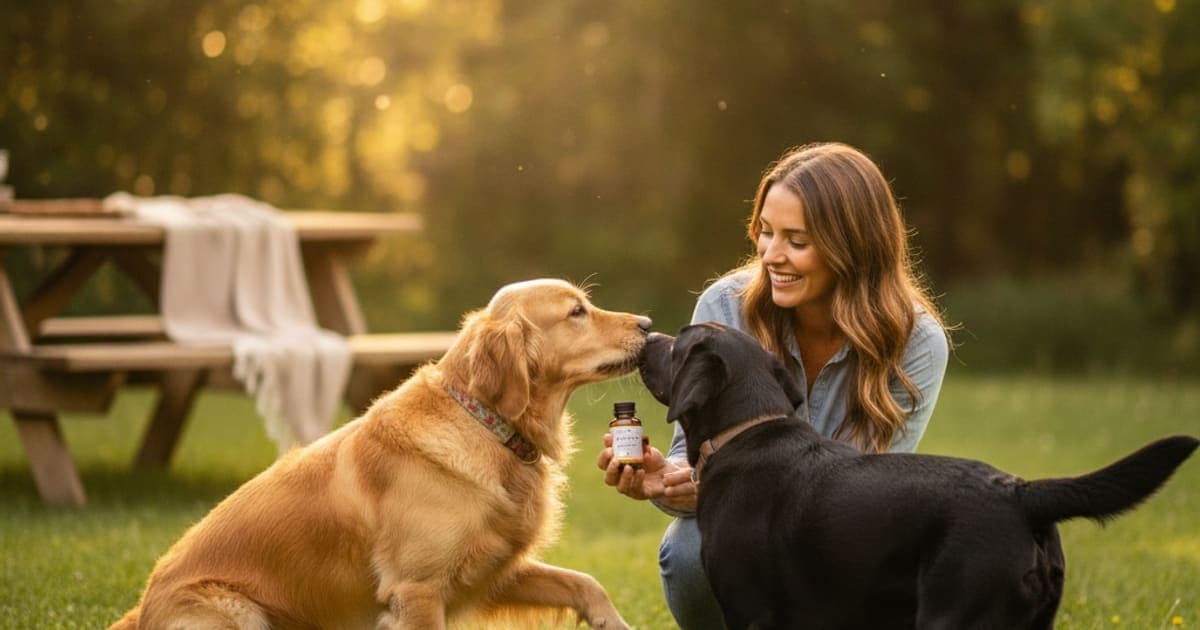 A dog being cared for at home, illustrating curcumin supplements for dogs