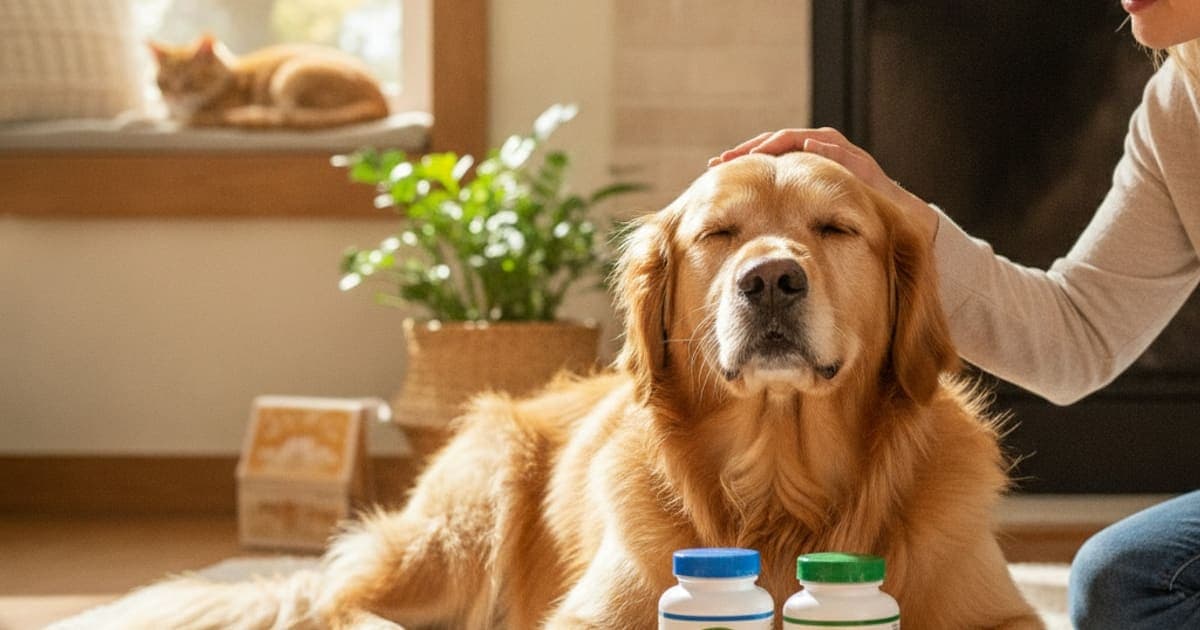 A dog being cared for at home, illustrating dasuquin vs cosequin side effects