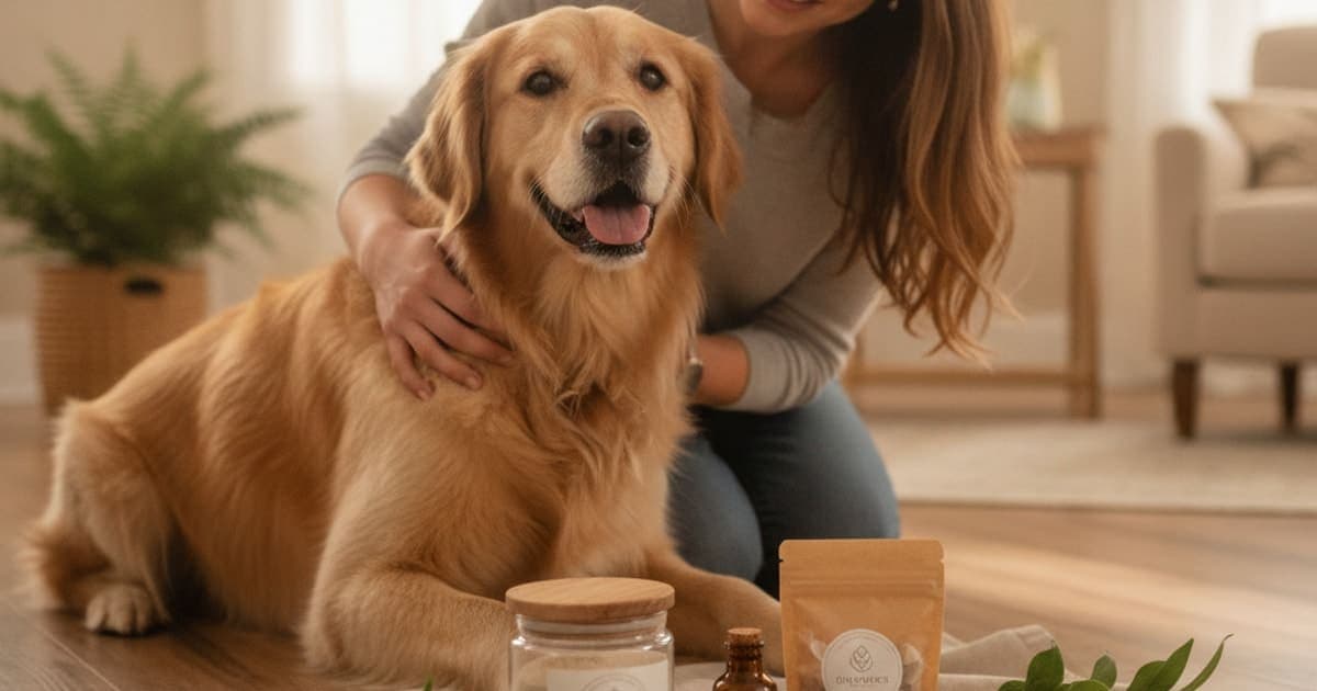 A dog being cared for at home, illustrating degenerative myelopathy supplements for dogs: what to know