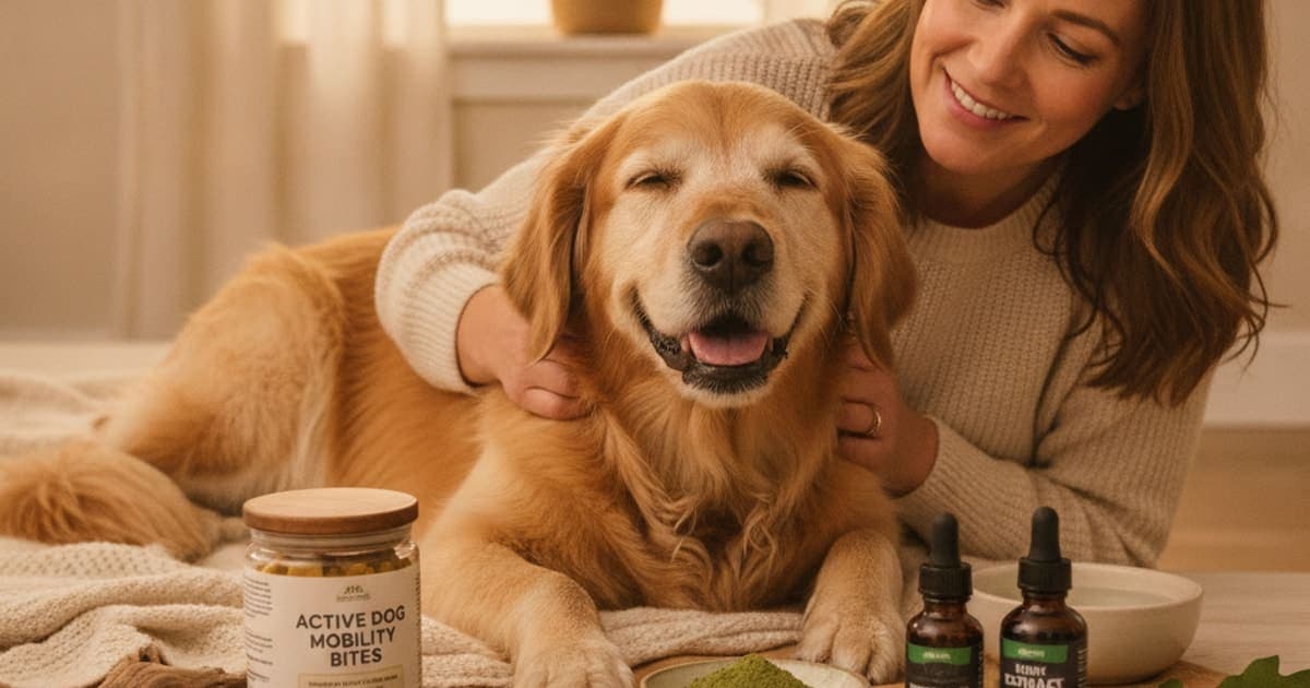 A dog being cared for at home, illustrating do dog joint supplements work? (what research shows)