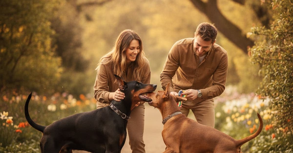 A dog being cared for at home, illustrating doberman heart problems