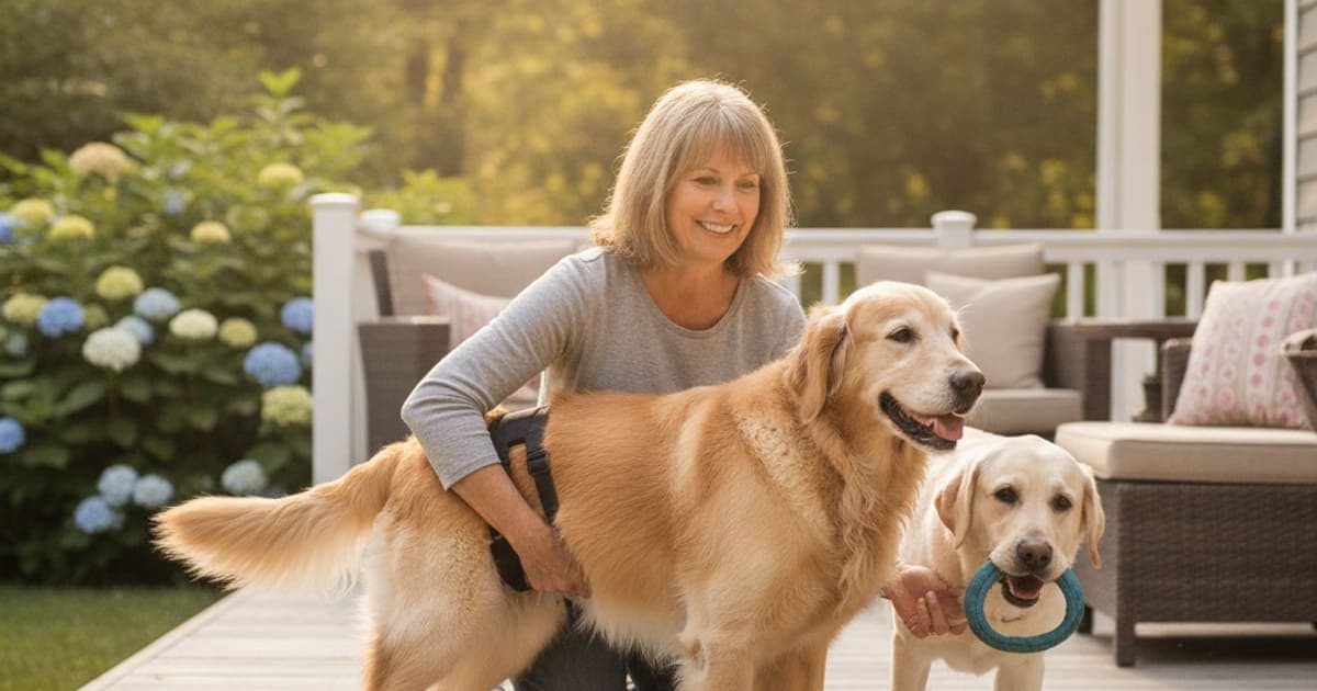 A dog being cared for at home, illustrating dog back legs giving out: home remedies that help