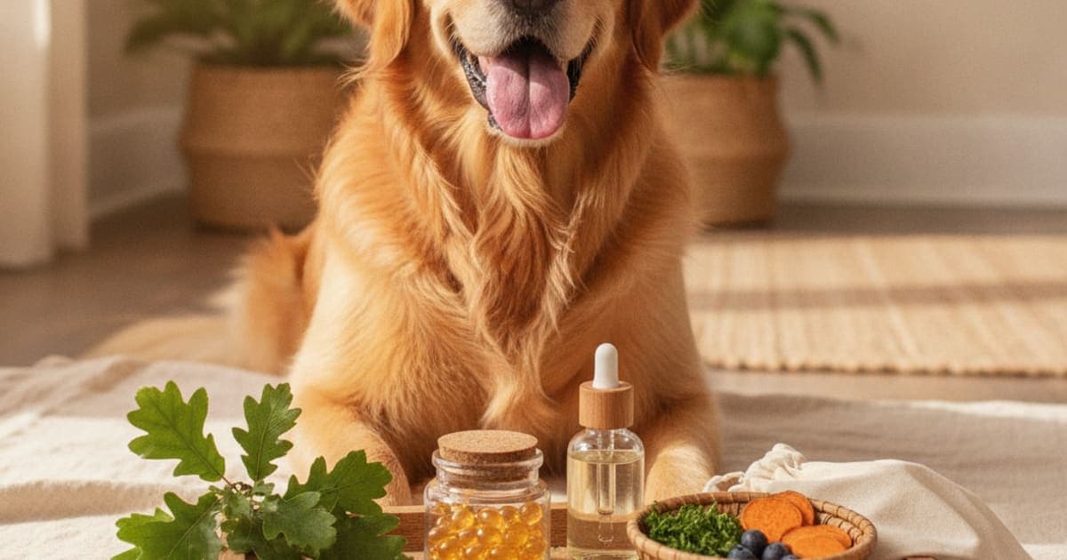 A dog being cared for at home, illustrating dog biotin supplements: what they support and who needs one