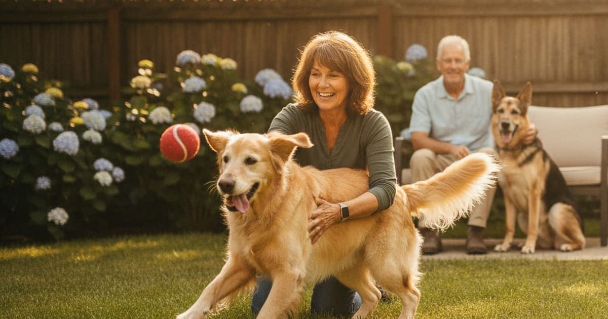 A dog being cared for at home, illustrating dog breeds prone to arthritis