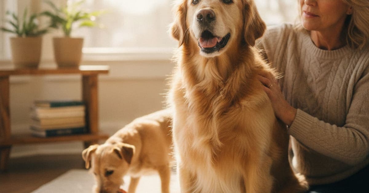 A dog being cared for at home, illustrating dog cognitive decline supplements