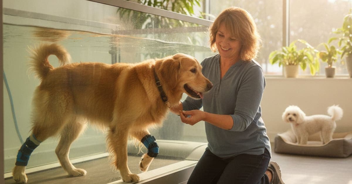 A dog being cared for at home, illustrating dog cruciate ligament rupture recovery time: what to expect