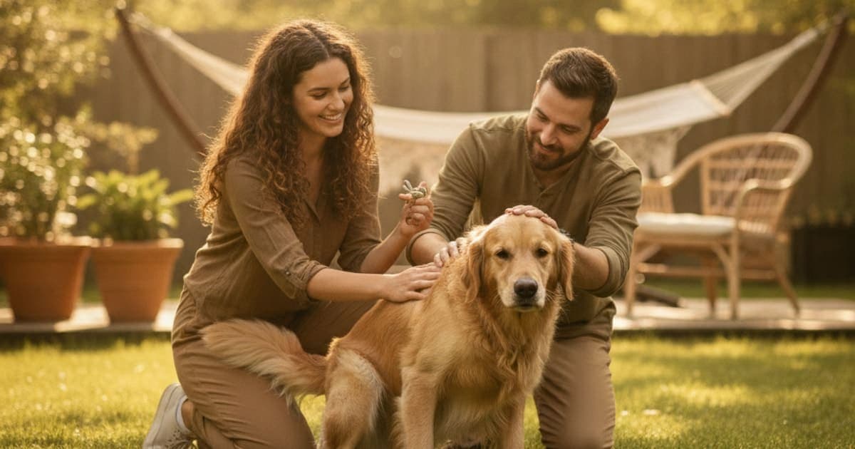 A dog being cared for at home, illustrating dog difficulty posturing to poop: what it usually means