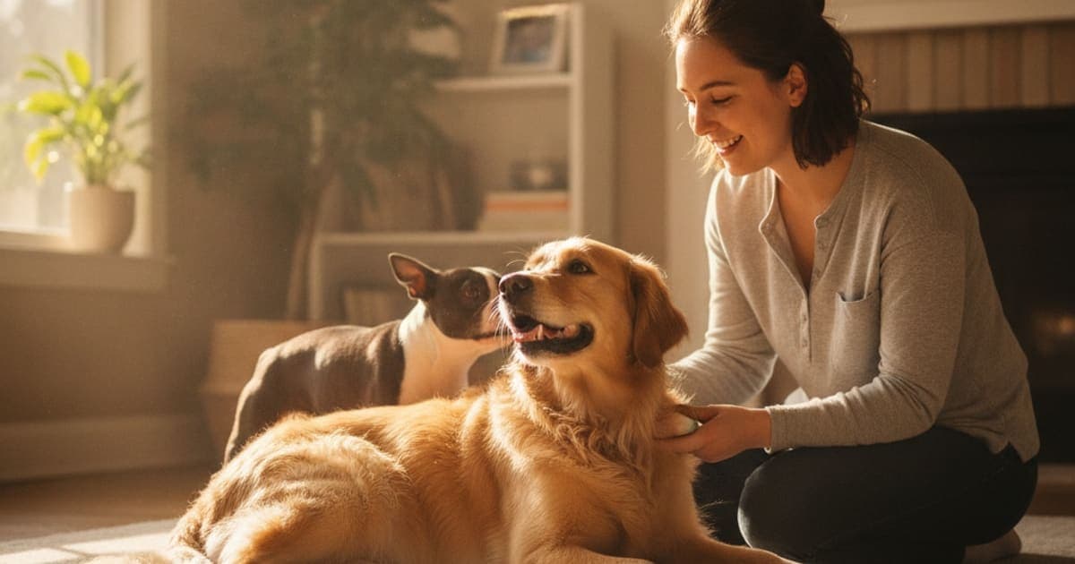 A dog being cared for at home, illustrating dog dragging back paws: when to see a vet