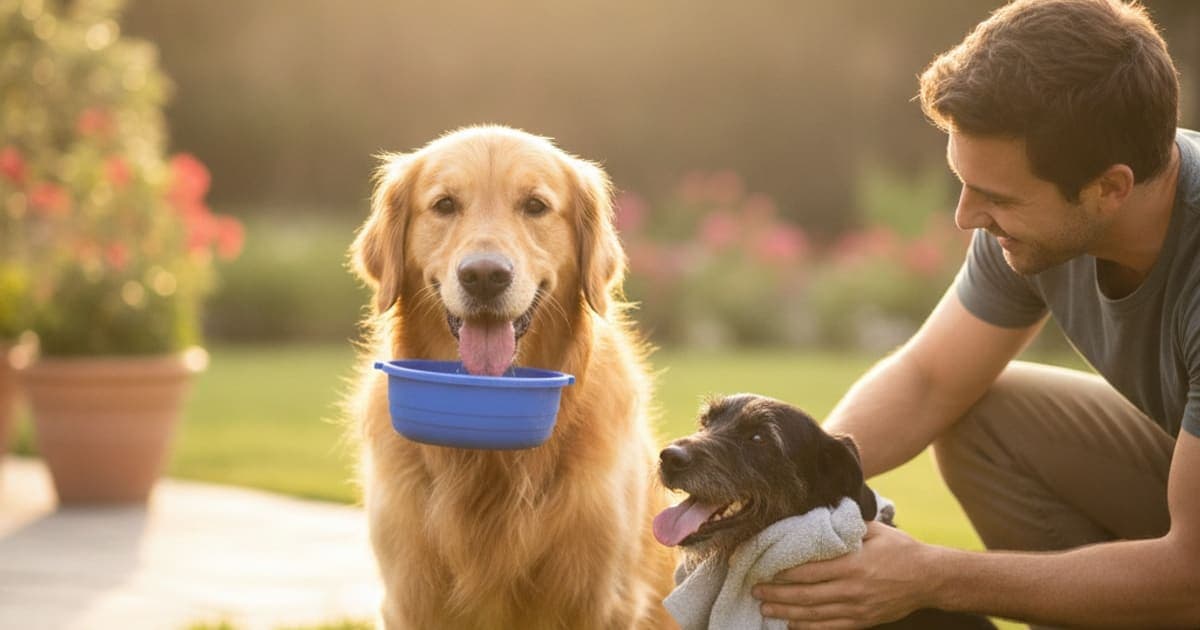 A dog being cared for at home, illustrating dog electrolyte supplements