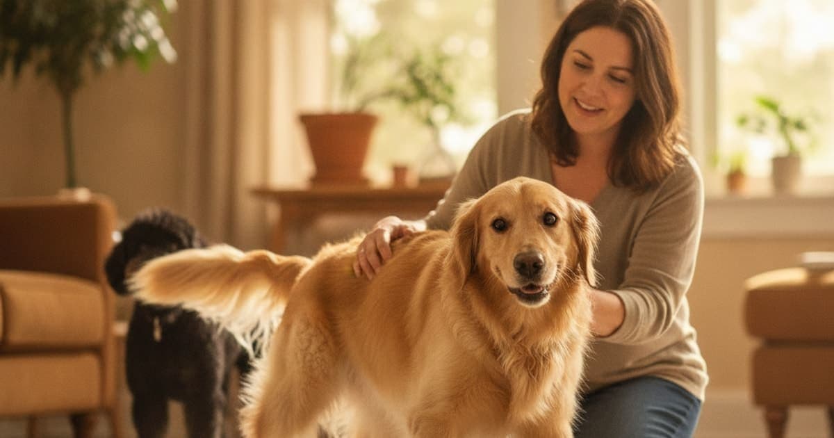 A dog being cared for at home, illustrating dog falling over: what it usually means