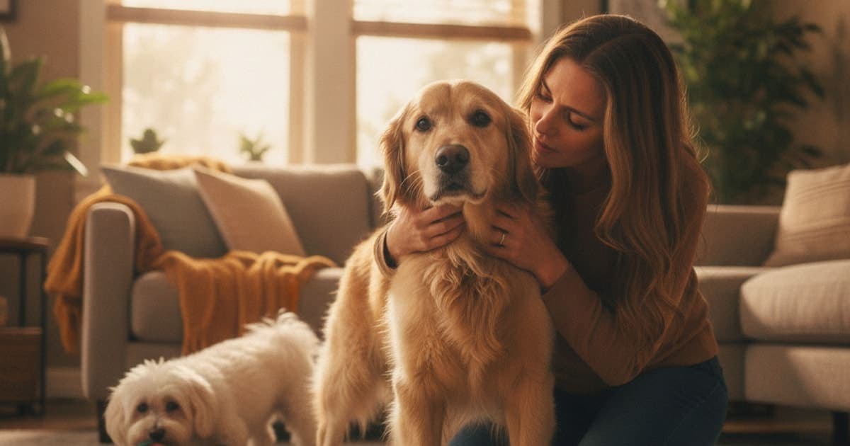 A dog being cared for at home, illustrating dog falling over: when to see a vet