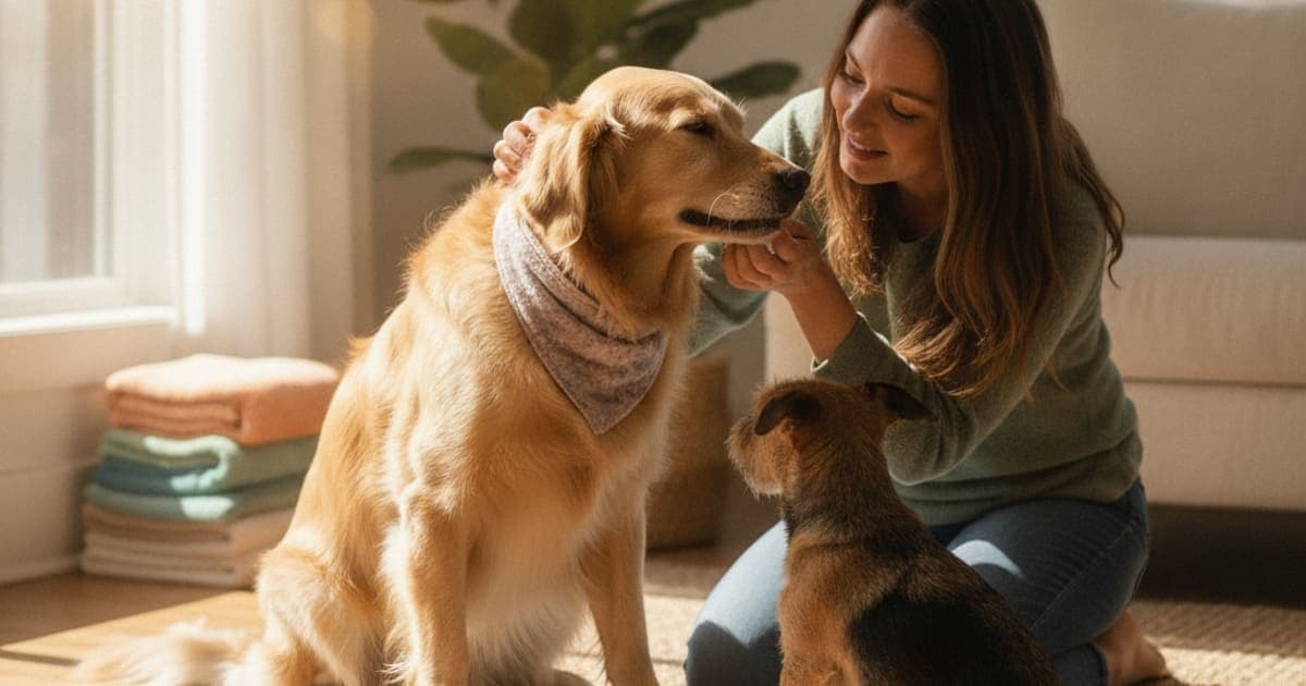 A dog being cared for at home, illustrating dog head bobbing while walking: home remedies that help
